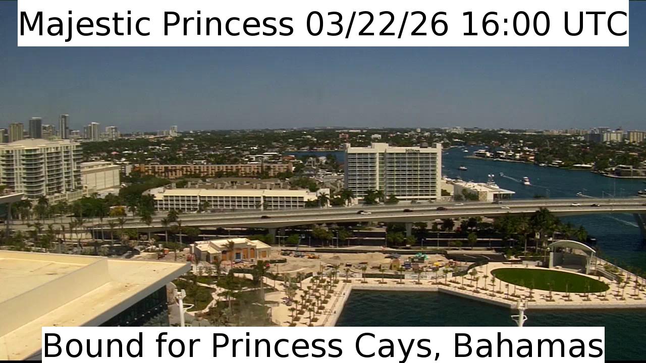 A live picture from the bridge of the Majestic Princess