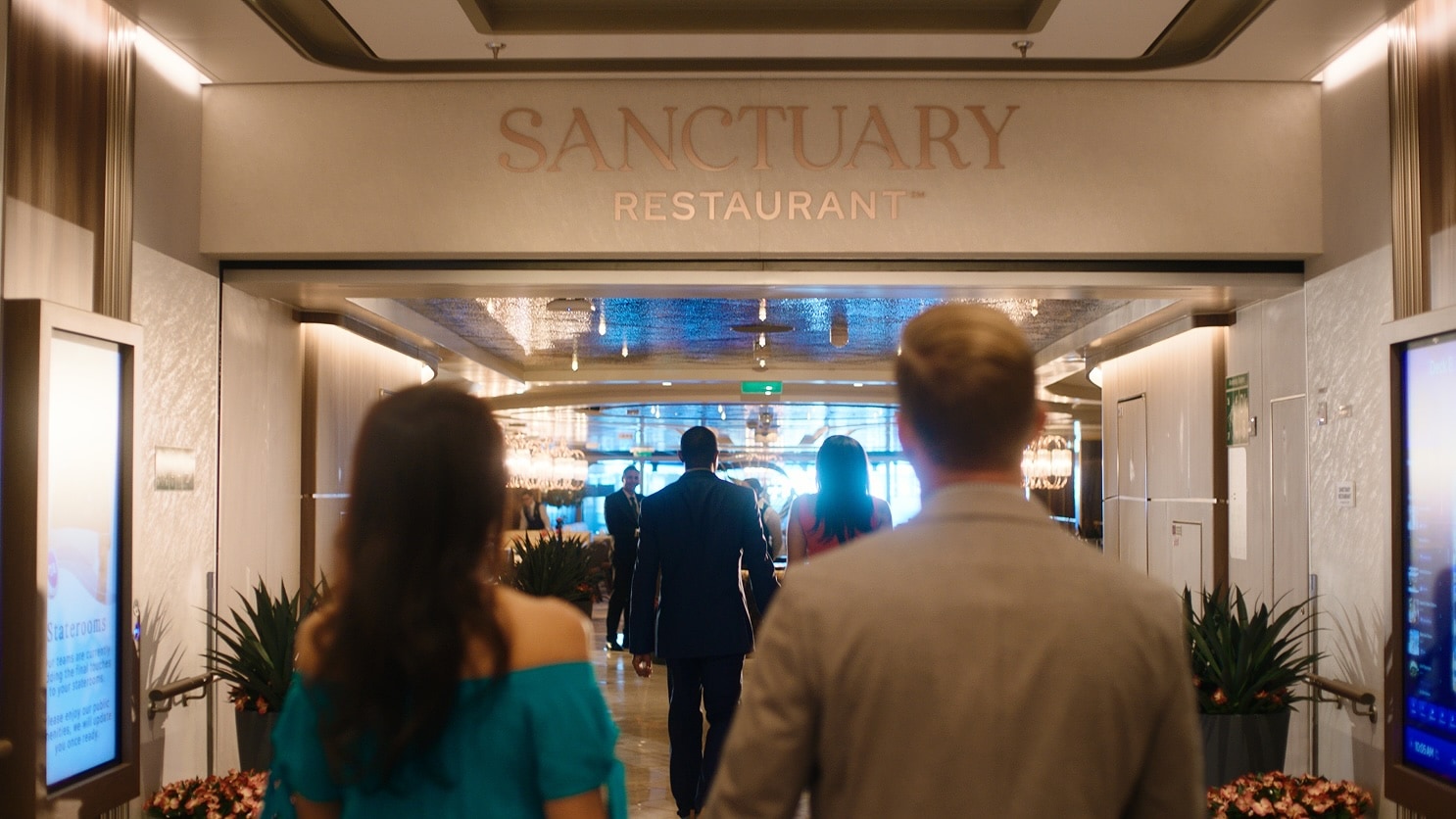 Couple entering the Sanctuary restaurant